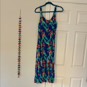 The Children's Place Navy Floral Maxi Dress with Green and Orange Print